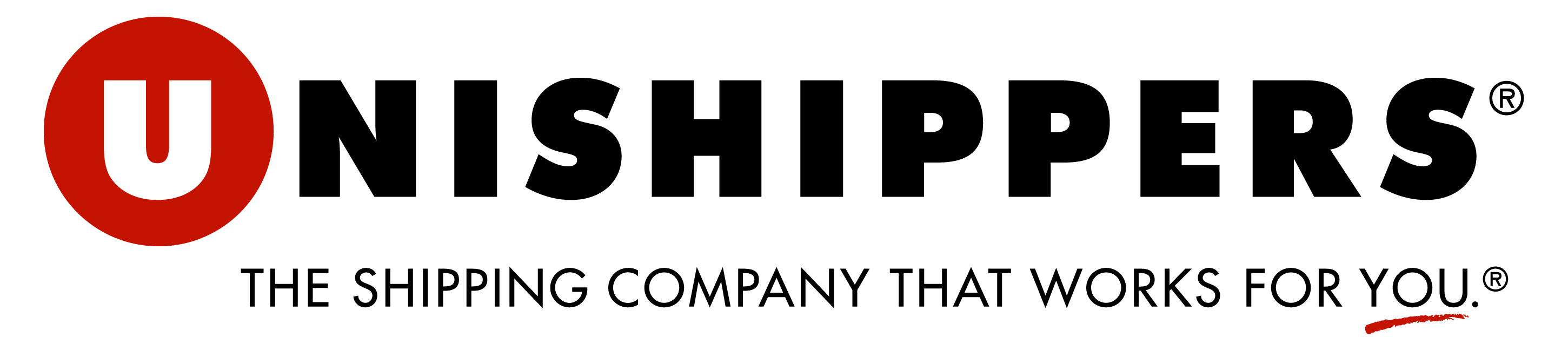 Unishippers horizontal logo in red and black