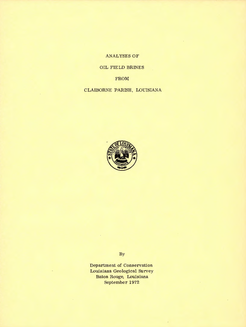 Analyses of Oil Field Brines from Claiborne Parish, Louisiana