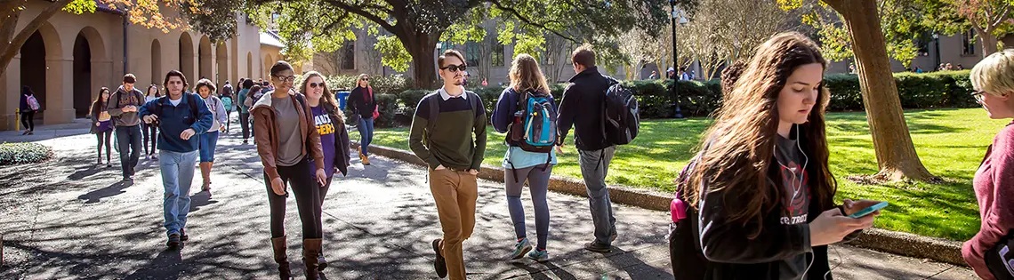 Students walking on campus